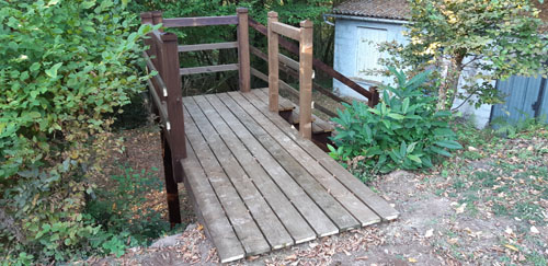 Palier et escalier bois de jardin Ussac